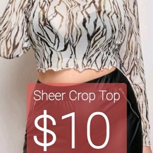 Lettuce Edge Allover Sheer Mesh Crop Top